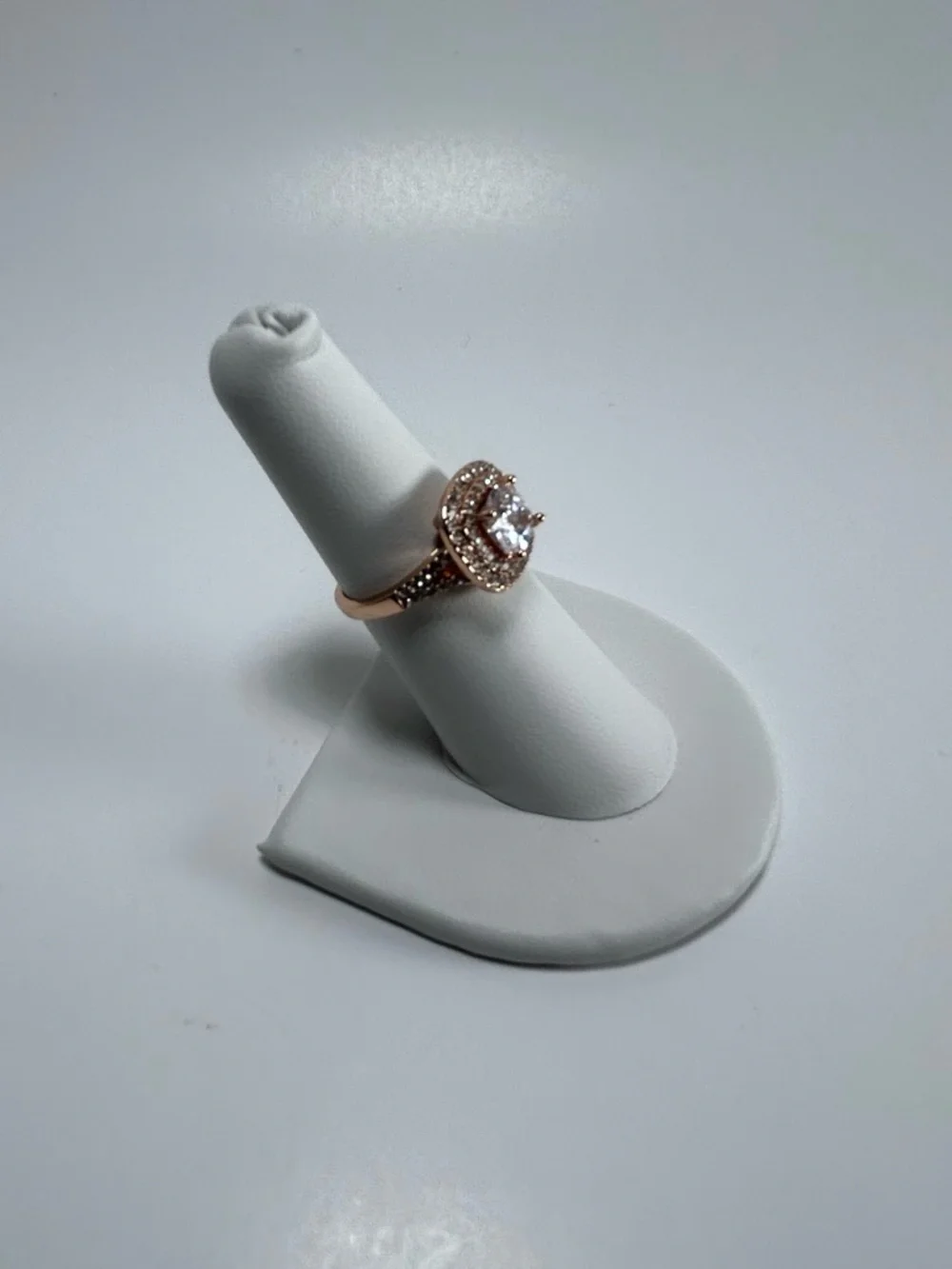 Rose Gold Halo Ring with Center Stone Size 7